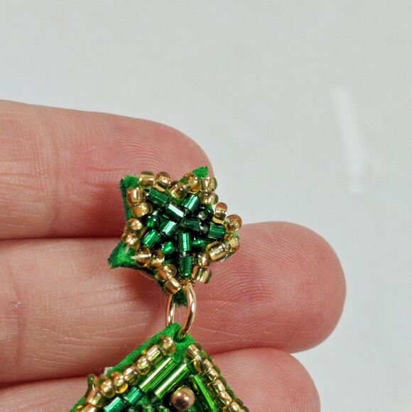 Handmade Beaded Xmas Holiday Seasonal Christmas Tree Post Earrings Multicolor - Picture 14 of 14